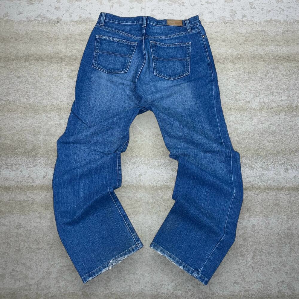 Vintage Y2K Tommy Hilfiger Jeans 34x32 Boyfriend Fit Medium Wash Denim Tan Logo